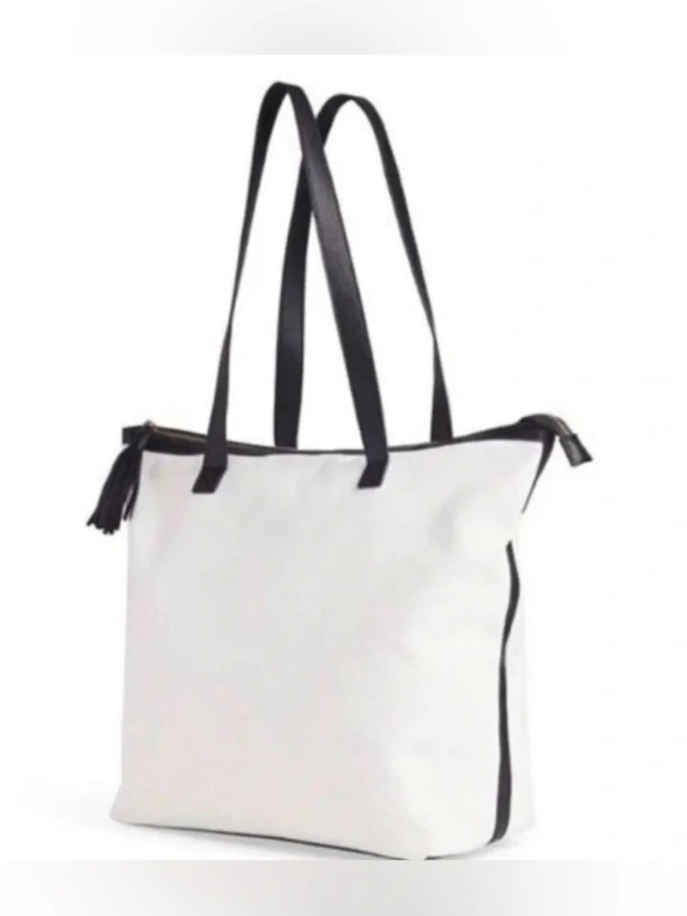 Walter Baker Carly Bag Classic White Tote Bag with Black Trim